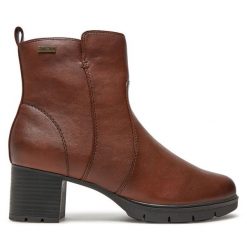 Botki Jana. Brązowe botki damskie Jana, bez wzorów, bez obcasa, na słupku, bez zapięcia. Za 319.99 zł.