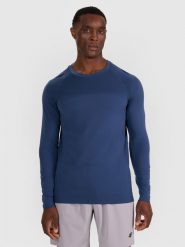 4F Longsleeve treningowy bezszwowy męski - granatowy L/XL. Niebieskie koszulki sportowe męskie 4F, l, bez wzorów, z materiału, bez ramiączek, na fitness i siłownię. Za 149.99 zł.