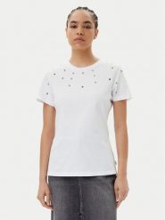 Silvian Heach T-Shirt GPP25070TS Biały Regular Fit. Białe t-shirty damskie Silvian Heach, s, bez wzorów, z bawełny, bez kołnierzyka, bez ramiączek. Za 79.99 zł.
