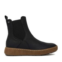 Sztyblety Go Soft. Czarne botki damskie GO SOFT, bez wzorów, bez obcasa, na płaskiej podeszwie, bez zapięcia. Za 179.99 zł.