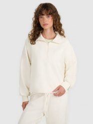 4F Bluza dresowa nierozpinana bez kaptura damska - beżowa M. Brązowe bluzy damskie 4F, m, bez wzorów, z bawełny, klasyczne, bez ramiączek, bez kaptura. W wyprzedaży za 69.99 zł.