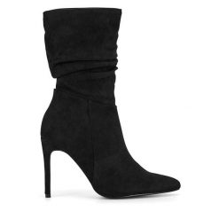 Botki DeeZee. Czarne botki damskie DeeZee, bez wzorów, bez obcasa, na szpilce, bez zapięcia. Za 199.99 zł.