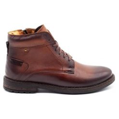 Joker Buty męskie zimowe 705J brązowe. Brązowe botki męskie na zimę, bez wzorów, z materiału, bez obcasa, bez zapięcia. Za 453.66 zł.