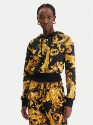 Versace Jeans Couture Bluza 80HAI313 FS196 Czarny Regular Fit. Czarne bluzy damskie Versace Jeans Couture, s, bez wzorów, z bawełny, bez ramiączek, bez kaptura. Za 1,489.00 zł.