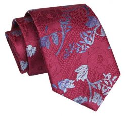 Krawat - ALTIES - Czerwony w Kwiaty. Czerwone krawaty i muchy Alties, bez wzorów, z tkaniny, eleganckie. Za 49.00 zł.