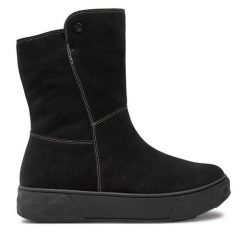 Botki Caprice. Czarne botki damskie Caprice, bez wzorów, bez obcasa, na płaskiej podeszwie, bez zapięcia. Za 599.99 zł.