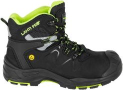 Buty trekkingowe męskie Lahti Pro TRZEWIKI NUBUKOWE czarny-zielony S3 FO HRO SR 47 CE. Czarne trekkingi męskie Lahti Pro, z nubiku, bez zapięcia. Za 181.90 zł.