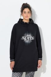 Damskie Długa bluza z kapturem oversize kaptur długi rękaw. Czarne bluzy damskie Ulla Popken, plus size, bez wzorów, z bawełny, sportowe, bez ramiączek, z kapturem. Za 239.99 zł.