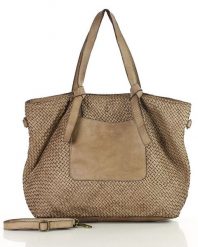Shopperka pleciona MARCO MAZZINI beż taupe v243c. Shopperki damskie bez wzorów, ze skóry, duże, bez dodatków. Za 597.55 zł.