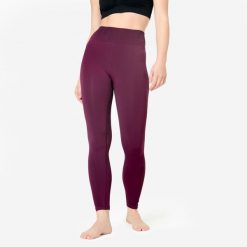 Legginsy do jogi damskie Kimjaly. Fioletowe legginsy damskie KIMJALY, bez wzorów, z dzianiny. W wyprzedaży za 99.99 zł.