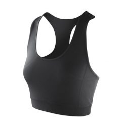 Top Damski / Damski Impact Softex Crop Top. Czarne koszulki sportowe damskie SPIRO, l, bez wzorów, bez ramiączek. Za 63.99 zł.