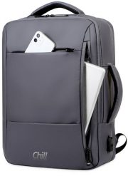 Plecak Guess Chill Innovation Chill Voyage 17" PC Backpack, Grey, City, Unisex, 43.2 cm (17"), Notebook compartment, Polyester. Szare plecaki męskie Guess, z aplikacjami. Za 188.96 zł.