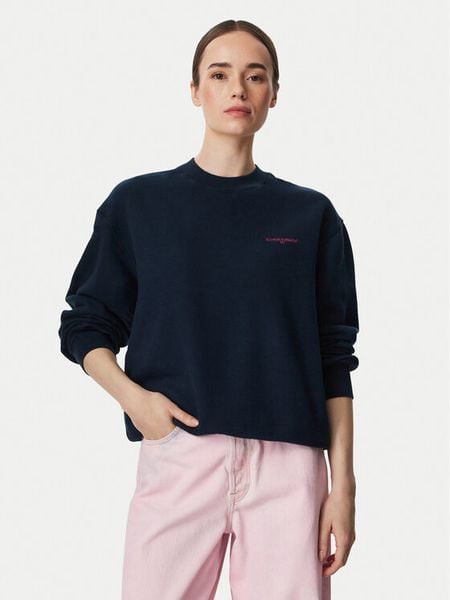 Tommy Jeans Bluza Script DW0DW23583 Granatowy Regular Fit. Niebieskie bluzy damskie Tommy Jeans, l, bez wzorów, z bawełny, bez ramiączek, bez kaptura. Za 368.99 zł.