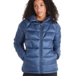 Kurtka puchowa damska Marmot Hype Down Hoody. Niebieskie kurtki sportowe damskie Marmot, s, bez wzorów, z puchu, bez ramiączek, bez kaptura, trekkingowe. Za 719.99 zł.