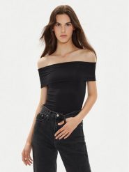 JJXX Bluzka Saga 12273790 Czarny Slim Fit. Czarne bluzki damskie JJXX, m, bez wzorów, z syntetyku, bez kołnierzyka, bez ramiączek. Za 89.99 zł.
