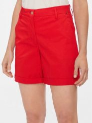 Tommy Hilfiger Szorty materiałowe WW0WW41769 Czerwony Regular Fit. Czerwone szorty damskie Tommy Hilfiger, bez wzorów, z bawełny. Za 269.99 zł.