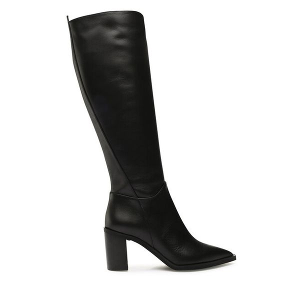 Kozaki Baldowski. Czarne kozaki damskie Baldowski, bez wzorów, bez obcasa, na słupku, bez zapięcia. Za 979.99 zł.