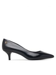 Tommy Hilfiger Czółenka Kitten Heel Court Leather Shoe FW0FW09526 Czarny. Czarne czółenka damskie Tommy Hilfiger, bez wzorów, ze skóry, bez obcasa, bez zapięcia. Za 529.99 zł.