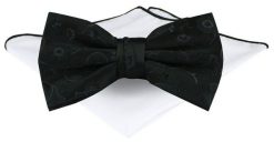 Mucha Męska z Poszetką - Chattier - Czarna z Fakturą Materiału. Czarne krawaty i muchy Chattier, bez wzorów, eleganckie. Za 65.00 zł.