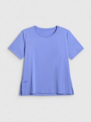 4F Koszulka treningowa loose szybkoschnąca damska - niebieska S. Niebieskie bluzki damskie 4F, s, bez wzorów, z materiału, klasyczne, bez kołnierzyka, bez ramiączek. Za 79.99 zł.