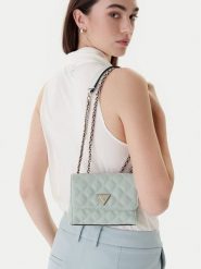 Guess Torebka Giully II Mini HWQG96 73740 Zielony. Zielone torebki do ręki damskie Guess, z aplikacjami, ze skóry, bez dodatków. Za 549.99 zł.