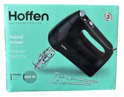 Mikser ręczny Hoffen 400W czarny wymienne końcówki, regulacja prędkości. Czarne miksery HOFFEN. Za 59.00 zł.
