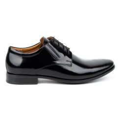 Balak Buty meskie skórzane wizytowe lakierki 480 czarne. Czarne buty wizytowe męskie bez wzorów, z materiału, bez obcasa, bez zapięcia. Za 453.66 zł.