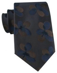 Krawat w Kwiaty, Ciemnobrązowy - Alties. Krawaty i muchy Alties, bez wzorów, z tkaniny, eleganckie. Za 55.00 zł.
