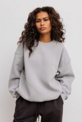 Bluza damska o kroju regular fit w kolorze GREY - OZZY-UNI. Szare bluzy damskie Marsala, uniwersalny, bez wzorów, z bawełny, bez ramiączek, bez kaptura. Za 329.90 zł.