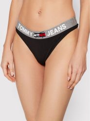 Tommy Jeans Stringi UW0UW02823 Czarny. Czarne majtki damskie Tommy Jeans, z bawełny. Za 79.99 zł.