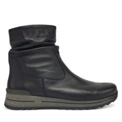 Botki Ara. Czarne botki damskie Ara, bez wzorów, bez obcasa, na płaskiej podeszwie, bez zapięcia. Za 569.99 zł.