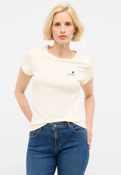 Damski T-Shirt Mustang Style Loa Whisper White 1016509 2013. Białe t-shirty damskie Mustang, m, bez wzorów, bez kołnierzyka, bez ramiączek. Za 99.99 zł.