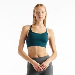 Biustonosz do jogi New Balance WB51039AAV – zielony. Zielone bielizna sportowa damska New Balance, l, bez wzorów, z materiału. Za 199.99 zł.