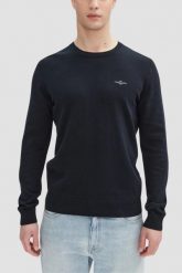 AERONAUTICA MILITARE Granatowy męski sweter, Rozmiar M. Niebieskie swetry męskie Aeronautica Militare, m, bez wzorów, klasyczne, bez kołnierzyka, bez ramiączek. Za 499.99 zł.