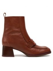 Hispanitas Botki HI243582 Brązowy. Brązowe botki damskie Hispanitas, bez wzorów, ze skóry, bez obcasa, na słupku, bez zapięcia. Za 709.99 zł.