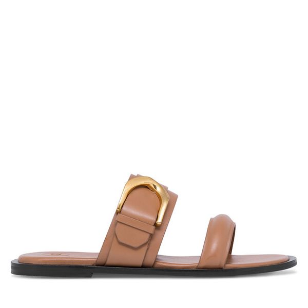 Klapki GINO ROSSI. Brązowe klapki damskie Gino Rossi, bez wzorów, bez obcasa, bez zapięcia. Za 183.99 zł.