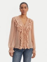 Morgan Bluzka 252-CATHY Różowy Regular Fit. Czerwone bluzki damskie Morgan, bez wzorów, z syntetyku, bez kołnierzyka, bez ramiączek. Za 299.99 zł.