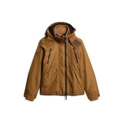 Kurtka przeciwdeszczowa z kapturem Superdry Mountain. Brązowe kurtki męskie Superdry, m, bez wzorów, z kapturem. W wyprzedaży za 416.15 zł.