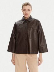 Weekend Max Mara Kurtka skórzana Stecca 2525446051 Brązowy Relaxed Fit. Brązowe kurtki damskie Weekend Max Mara, bez wzorów, ze skóry, bez kaptura. Za 2,499.00 zł.