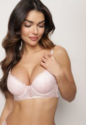 Różowy Biustonosz Push Up Ozdobiony Koronką Neavia. Czerwone biustonosze Born2be, bez wzorów, z koronki. Za 34.99 zł.