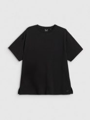 4F T-shirt loose gładki damski - czarny S. Czarne t-shirty damskie 4F, s, bez wzorów, z dzianiny, bez kołnierzyka, bez ramiączek. Za 59.99 zł.