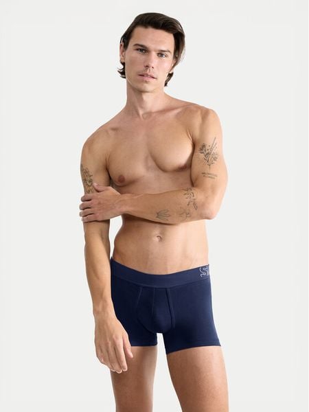 Sloggi Bokserki 10215472 Granatowy. Niebieskie bokserki męskie Sloggi, bez wzorów, z bawełny. Za 59.99 zł.