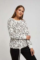 Bluza z wiązaniem w pasie i nadrukiem. Bluzy damskie MOODO, xs, bez wzorów, z bawełny, bez ramiączek, bez kaptura. W wyprzedaży za 49.99 zł.