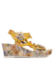 Laura Vita Sandały Facdiao 42 Żółty. Żółte sandały damskie Laura Vita, bez wzorów, ze skóry, bez obcasa, na koturnie, bez zapięcia. Za 449.99 zł.