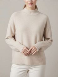 Sweter z półgolfem i długim rękawem z domieszką wełny - beżowy. Brązowe swetry nierozpinane damskie Sinsay, l, bez wzorów, z wełny, bez kołnierzyka, bez ramiączek. Za 49.99 zł.