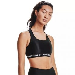 Biustonosz sportowy Under Armour Crossback Matte/Shine. Czarne bielizna sportowa damska Under Armour, bez wzorów, bez ramiączek, do biegania. Za 79.99 zł.
