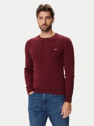 Gant Sweter 8050601 Bordowy Regular Fit. Czerwone swetry męskie GANT, m, bez wzorów, bez kołnierzyka, bez ramiączek. Za 619.99 zł.