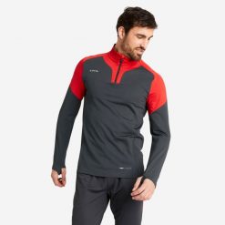 Bluza piłkarska Kipsta Viralto Club. Czerwone bluzy męskie KIPSTA, m, bez wzorów, z elastanu, sportowe, bez ramiączek, bez kaptura. Za 99.99 zł.