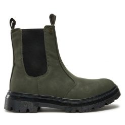 Sztyblety Wrangler. Zielone botki damskie Wrangler, bez wzorów, bez obcasa, na płaskiej podeszwie, bez zapięcia. Za 349.99 zł.