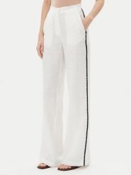 ICONA Spodnie materiałowe RP5LE005 Biały Relaxed Fit. Białe spodnie materiałowe damskie ICONA, bez wzorów, ze lnu. Za 569.99 zł.